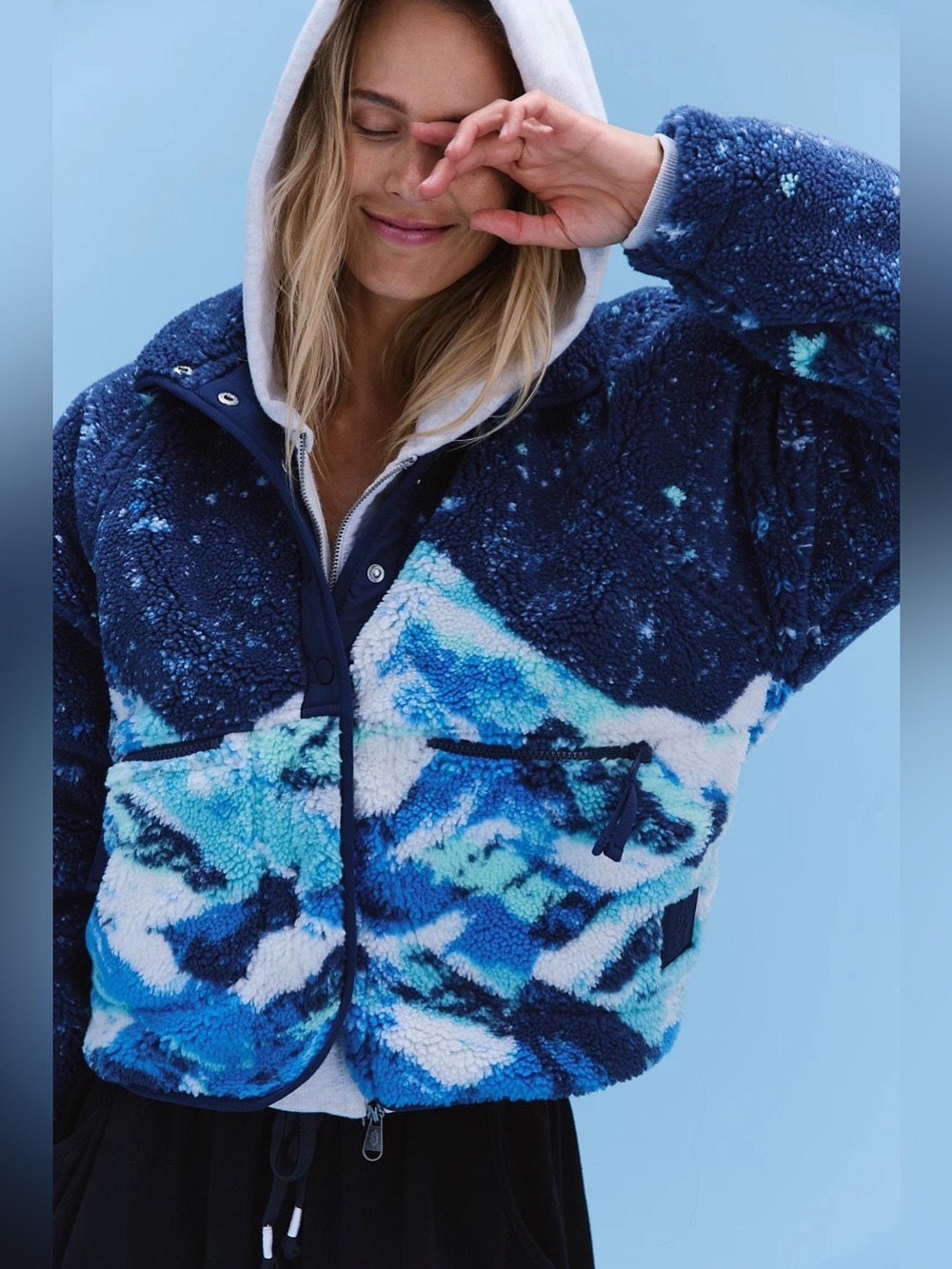 Free people Hit The Slopes Printed Fleece Jacket starry skies midnight navy